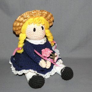 Hand Crafted Crochet Country Doll, Amigurumi Doll, Shelf Sitter